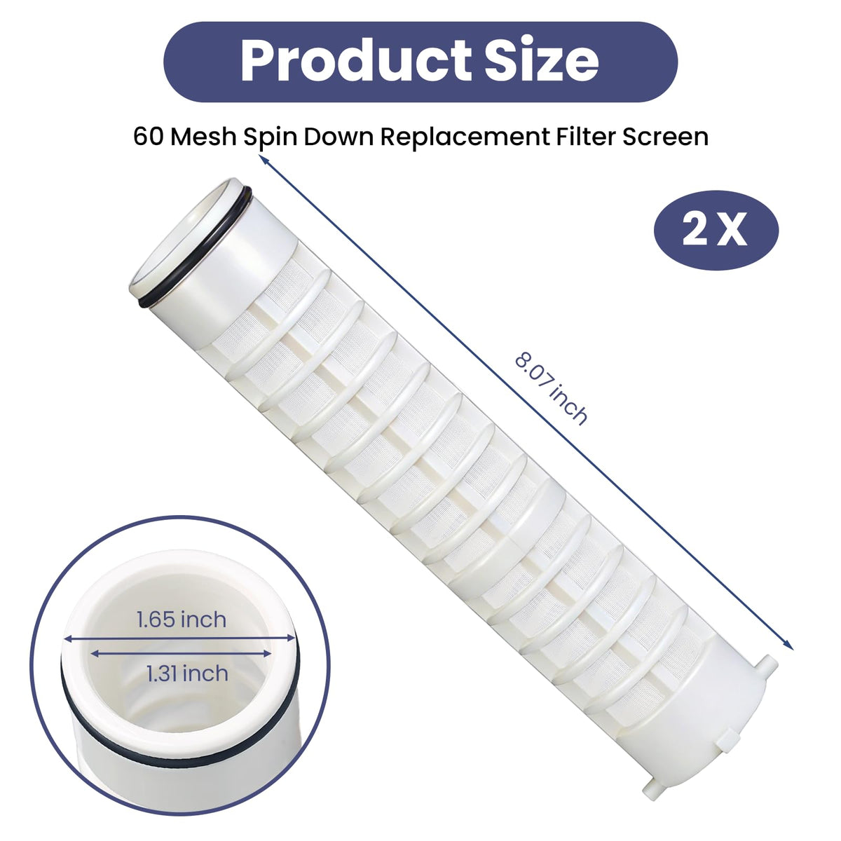 1-1/2" 60 Maske Spin Ned Erstatningsfilter, Modell FS-1-1/2-60, 2 Pakke