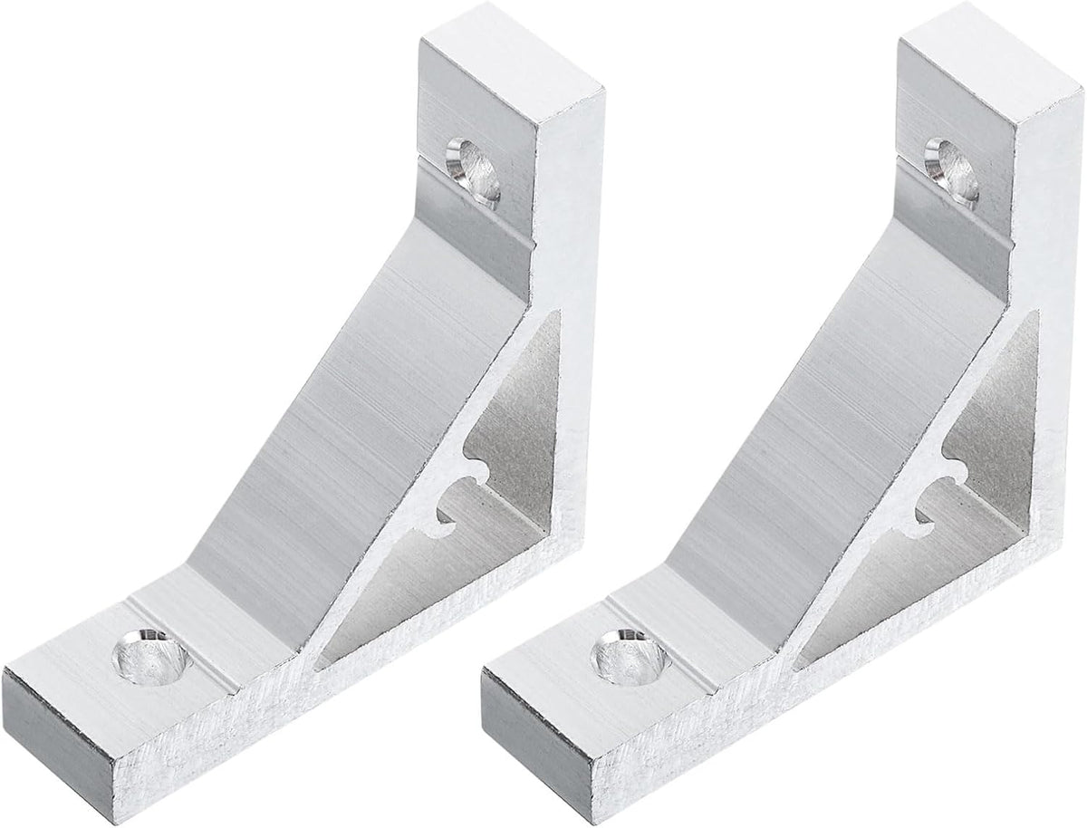 2Pcs 90 Degree Angle Aluminum Profile Corner Brackets, Corner Brace Joint Connectors for 2020 Series (Silver Tone)