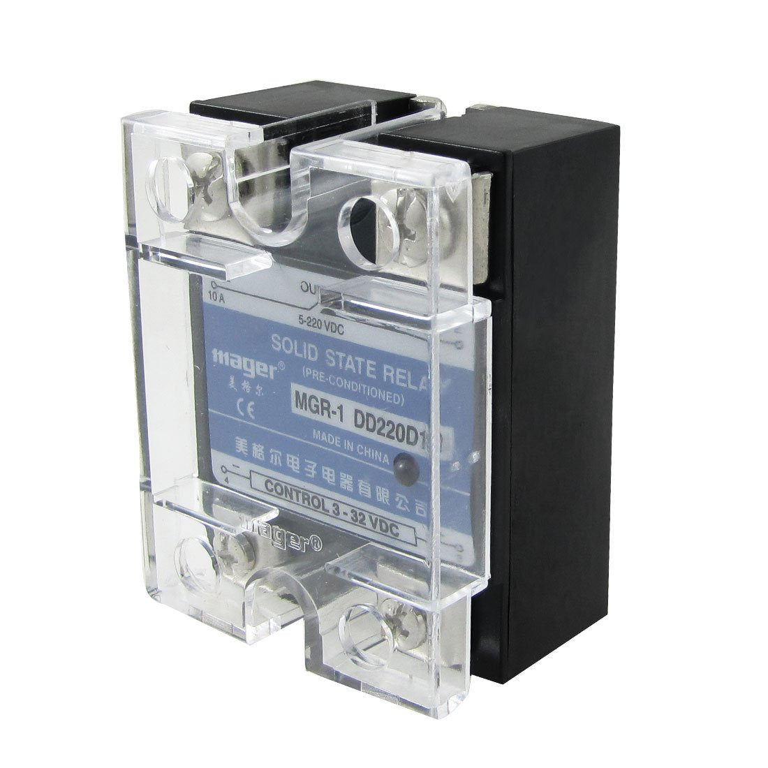 1 Phase Solid State Relay, SSR 10 Amp, DC3-32V DC5-220V with Plastic Cover