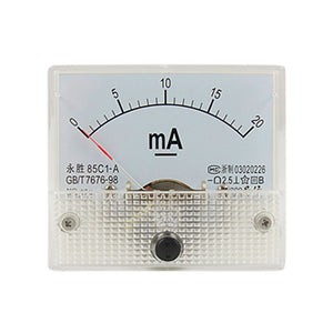 Analog Current Panel Meter DC 0-20mA 1mA Scale 85C1 Ammeter for Automotive Circuit Testing Charging Battery Ampere Tester Gauge Pack of 1