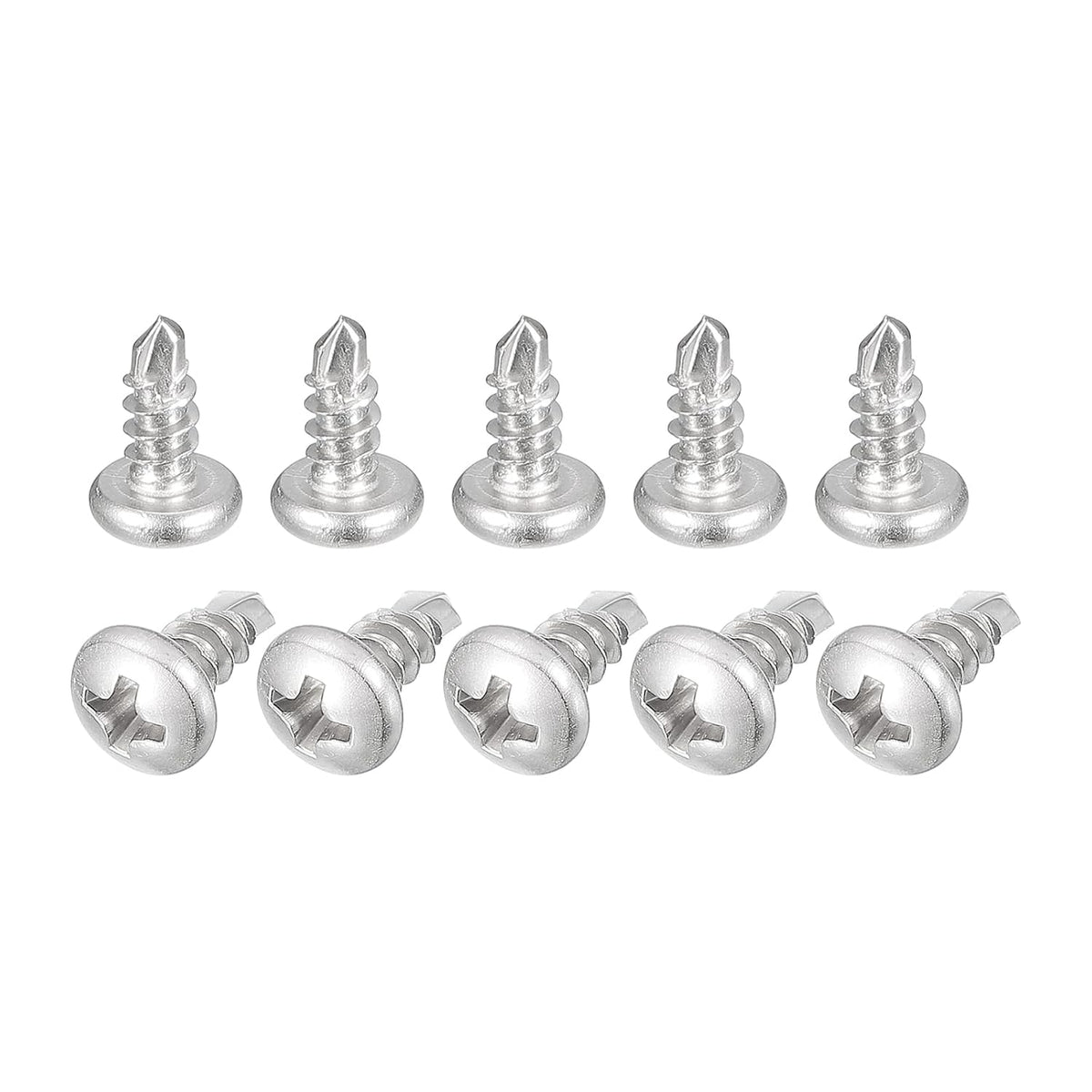 #8 x 3/8" Self Drilling Screws, 20pcs 304 Stainless Steel Phillips Pan Head Self Tapping Screws for Wood Plastic