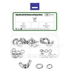 10 Set Wing Nut and Flat Washers Spring Washers, M6x1mm 304 Stainless Steel Butterfly Wing Nuts Hand Tighten Wing Nuts for Machinery Electronic Equipment