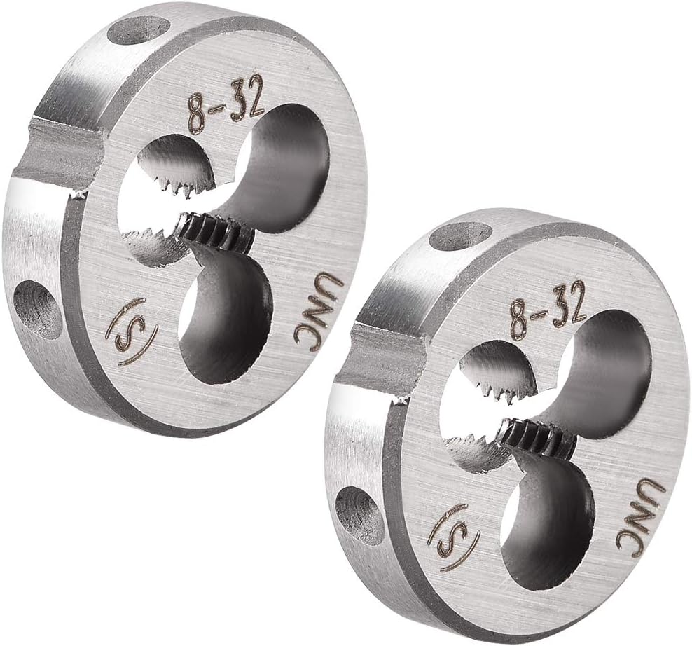 8-32 UNC Round Die, Machine Thread Right Hand Threading Die, Alloy Tool Steel Screw Thread Cutting Die, 2pcs