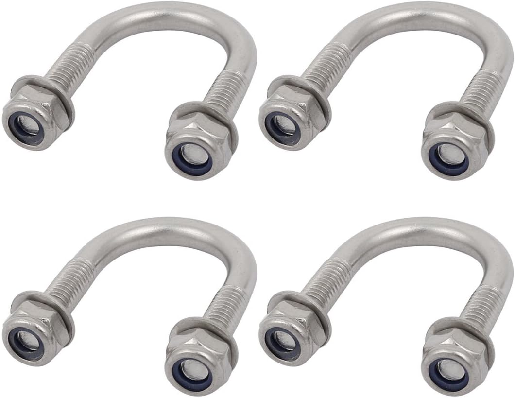 4pcs M6 Thread 304 Stainless Steel Round Bend U Bolt for 20mm Pipe Outer Dia