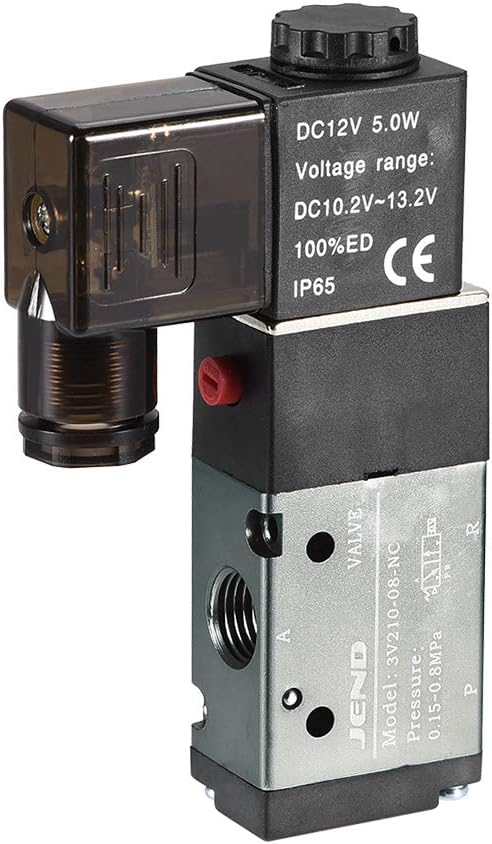 DC 12V 3 Way 2 Position 1/4" PT,Pneumatic Air Control NC Solenoid Valve,Internally Single Piloted Acting Type,3V210-08