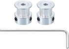 2 Pcs Aluminum 16 Teeth 3mm Bore 6mm Width Timing Belt Pulley Wheel Idler Pulley Synchronous Wheels Gear Part with Wrench for 3D Printer, Silver