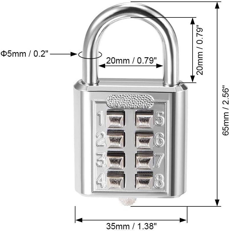 8-Stelligen Kombinationszylinder Push Button Schloss für Schrankkabine Blau 2Stück