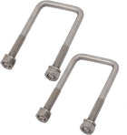 M6 Thread 35mm Inner Width 304 Stainless Steel Square U Bolt Silver Tone 2pcs