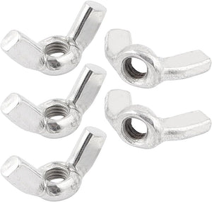 4mm M4 Coarse Thread Zinc Coating Wing Nut Silver Tone 5 Pcs
