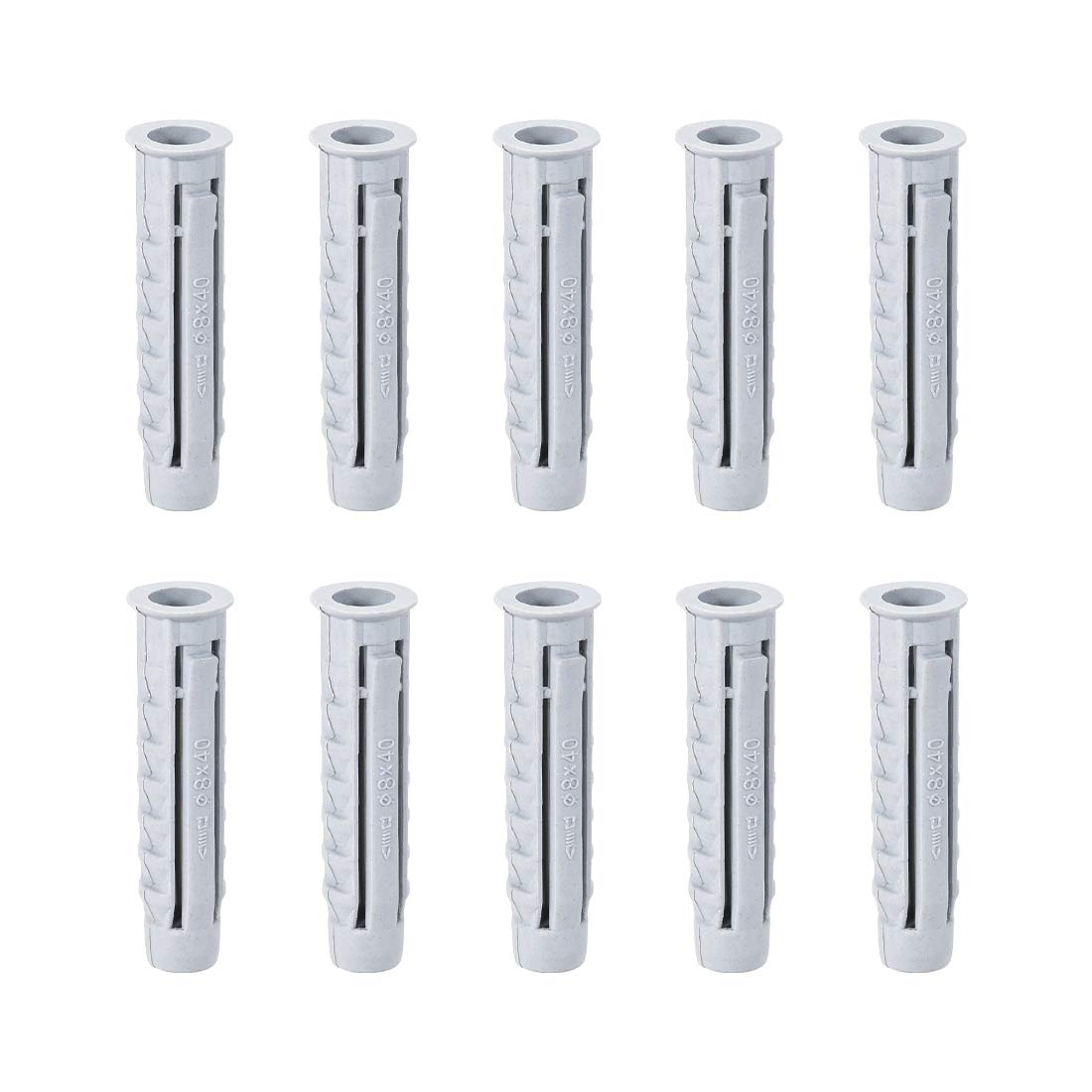 8x40mm Plastic Expansion Tube Bolts Column Frame Fixings Gray 50pcs