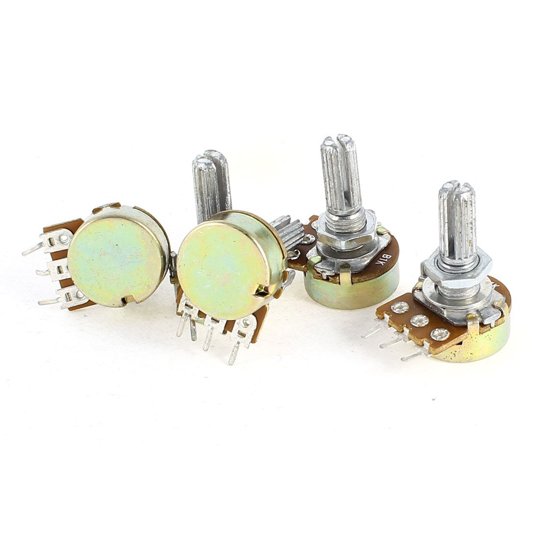 a14052200ux0338 5 Pieces B1K 1K Ohm Metal Rotating Shaft Single Linea Rotary Taper Potentiometer