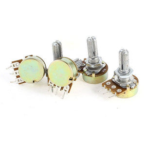 a14052200ux0338 5 Pieces B1K 1K Ohm Metal Rotating Shaft Single Linea Rotary Taper Potentiometer