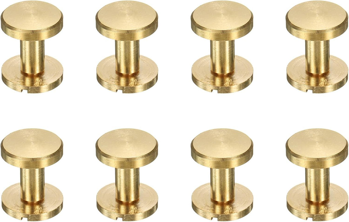 8 Pcs Brass Chicago Screws 11mm Height Flat Head Screw Binding Rivets Post Nail Stud Rivets Fastener for DIY Leather Craft Belt Purse Strap