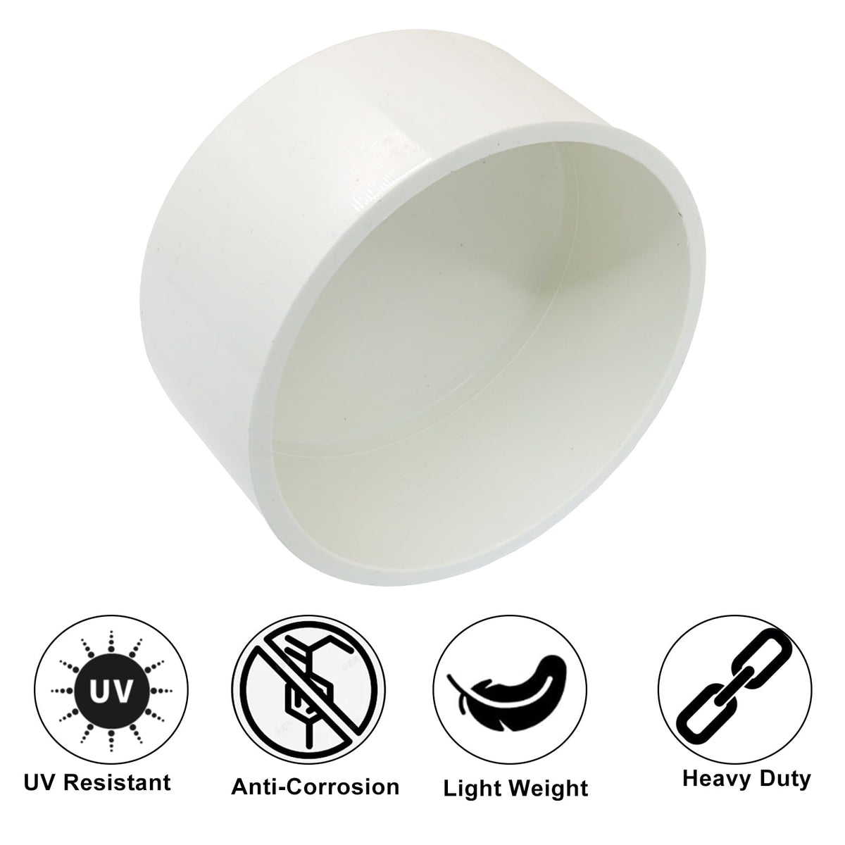 LinkMejor 2 stk 3" PVC rør ende kappe hvid
