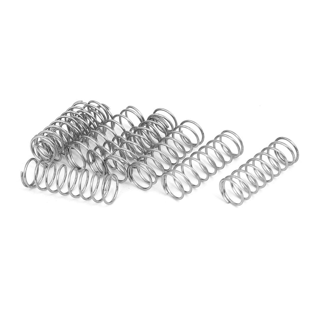 Compression Spring,304 Stainless Steel,12mm OD,1mm Wire Size,35mm Free Length,Silver Tone,10Pcs