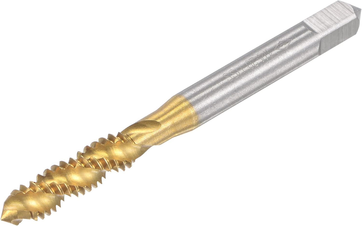 Spiral Flute Threading Tap 1/4-20 UNC, HSS (High Speed Steel) Titanium Plated Machine Thread Screw Tap 3 Flutes Tapping Tool H2 Tolerance