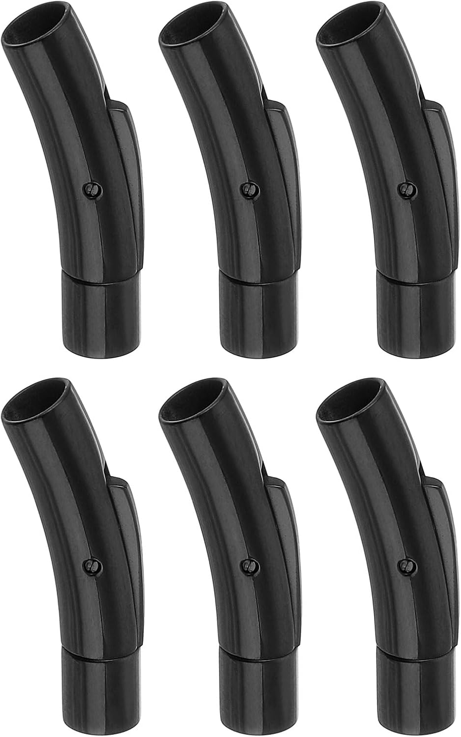 LinkMejor Leather Cord End Clasp, 6Pcs 4mm Hole Column Clasps Connectors, Stainless Steel Clasps Closures Leather Cord Buckle for Making DIY Supplies Crafts, Black (23mm)