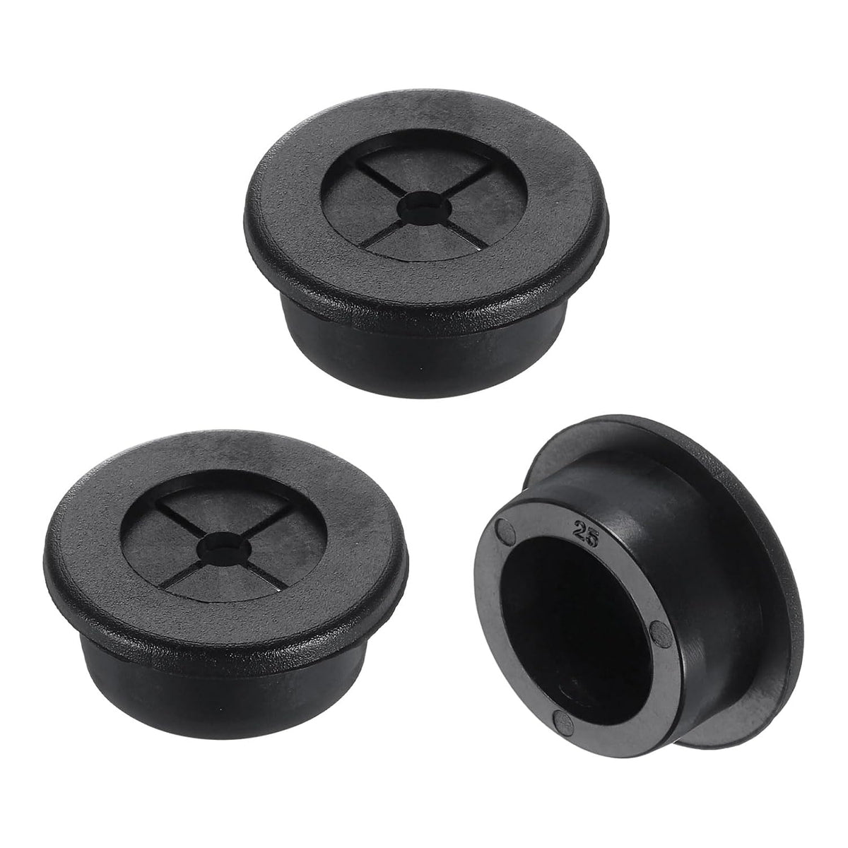 3 Pcs Cable Cord Grommet, 1" Inch (25mm) Desk Grommet Flexible Rubber Grommets Wire Hole Cover Pass Through for Office Computer Desk Wire Organizer, Black