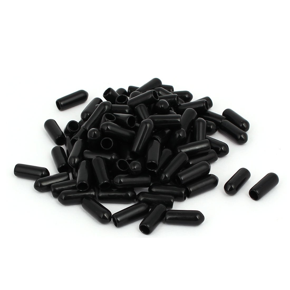 4.5mm Inner Dia Rubber Hose End Cap Screw Thread Protector Cover Black 100pcs
