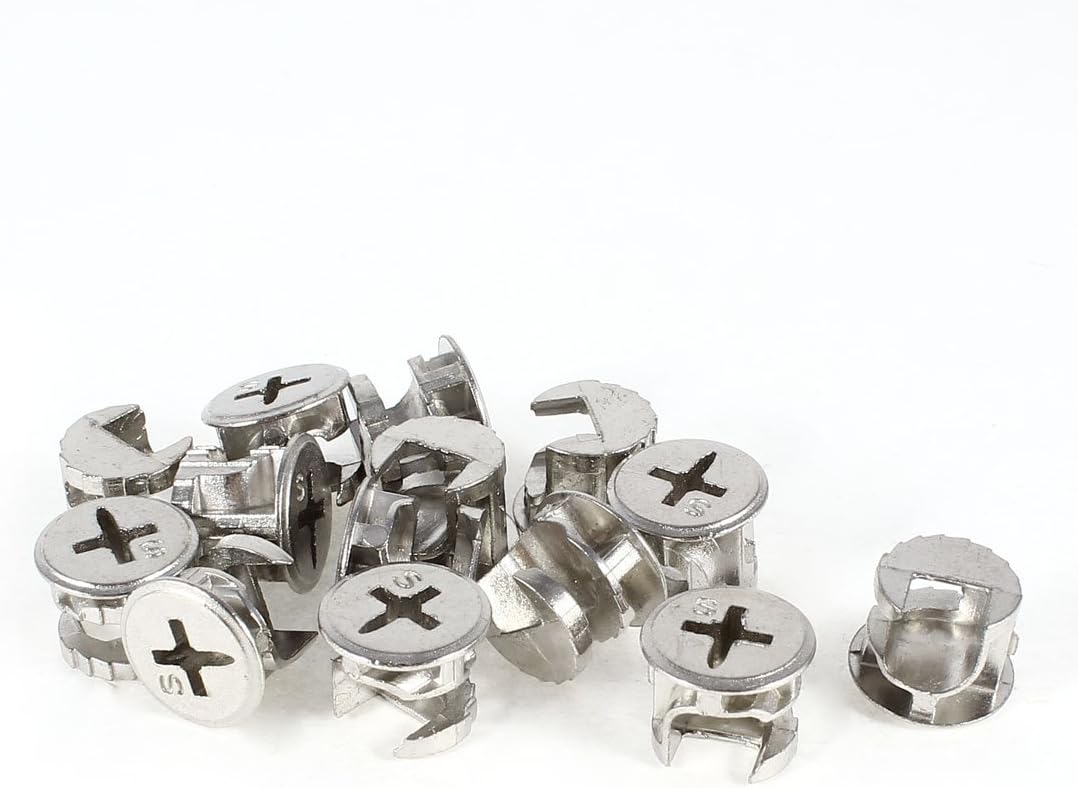 Furniture Beds Chairs Cam Lock Slotted Screw Fittings 15mm Diameter 15 Pcs