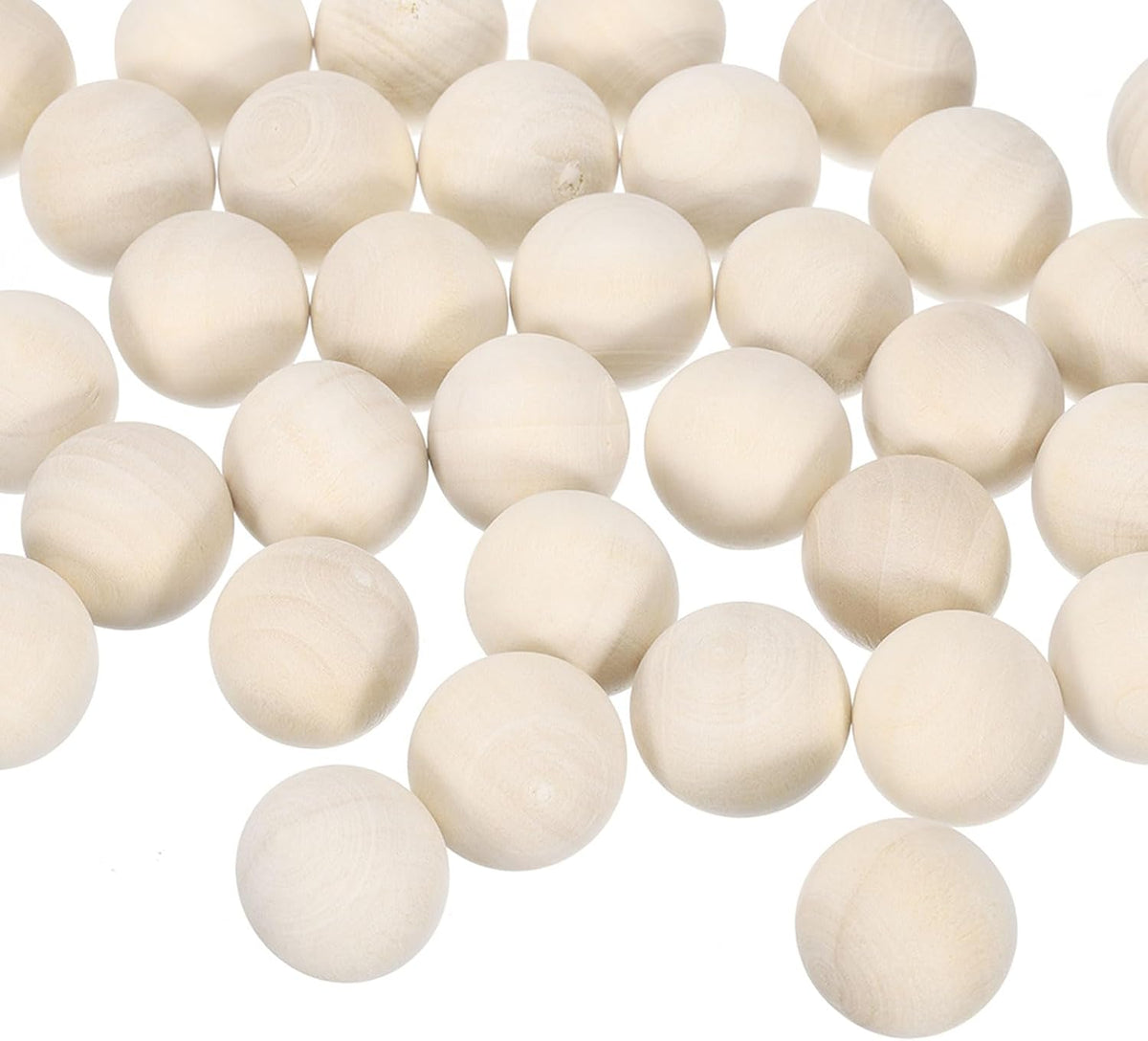50pcs Round Wood Balls 3/4" Diameter Unfinished Solid Wooden Spheres, Natural Wood Craft Balls for DIY Craft Projects Art Ornaments