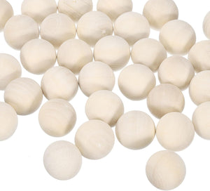 50pcs Round Wood Balls 3/4" Diameter Unfinished Solid Wooden Spheres, Natural Wood Craft Balls for DIY Craft Projects Art Ornaments