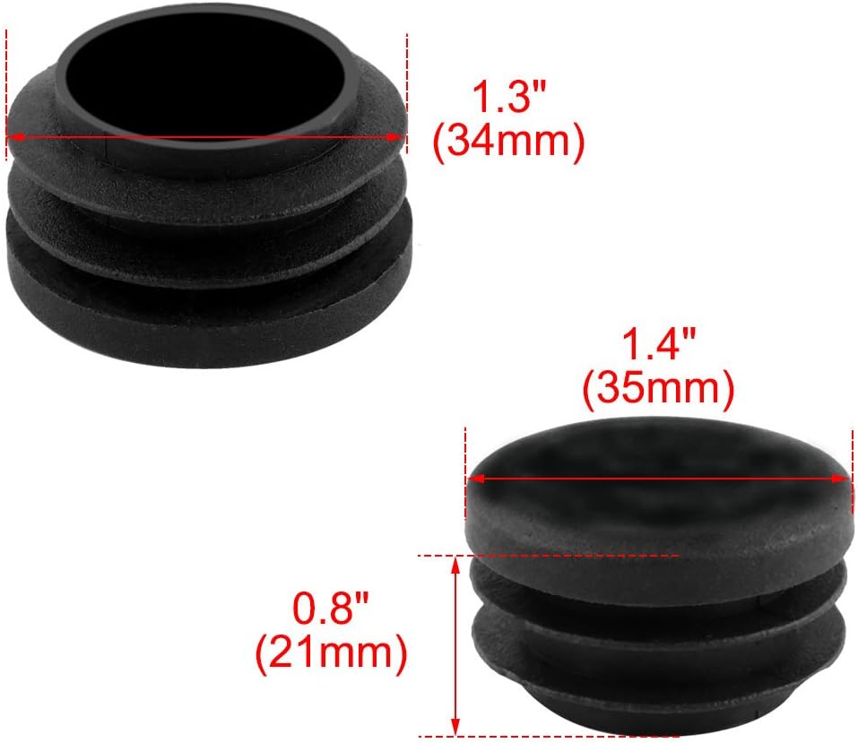 Copri terminali rotondi in plastica per tubi 35mm Dia 5 pezzi nero