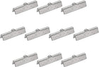 60Pcs Ribbon End Crimp Clamps, 25mm Stripe Texture Stainless Steel Pinch Cord End Clasps for DIY Bracelet Making, Silver Tone