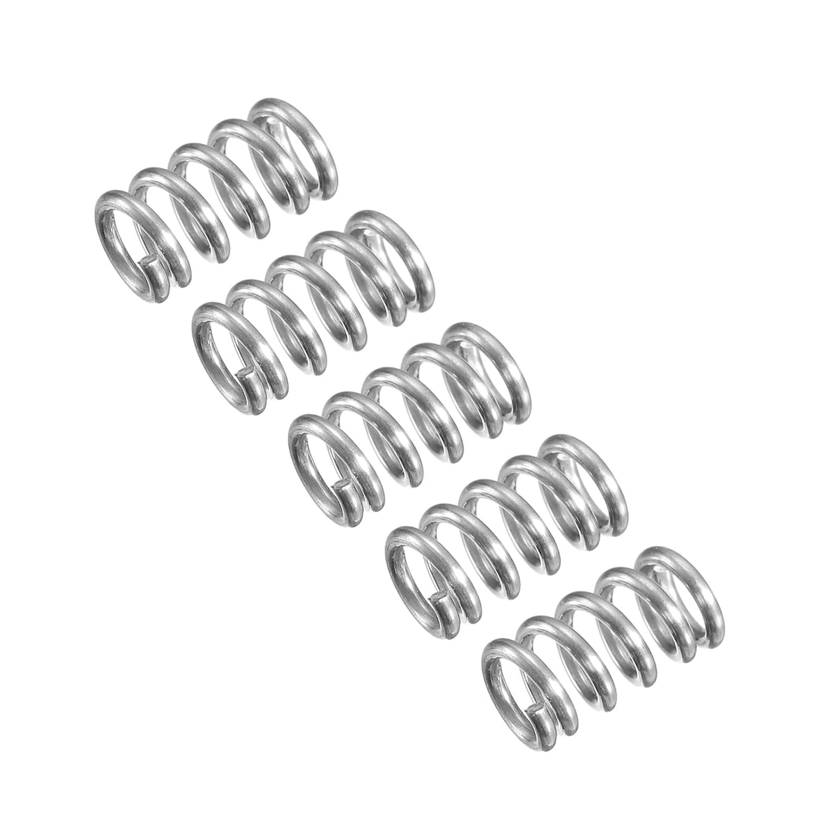 Compression Spring, 5Pcs 304 Stainless Steel, 6mm OD, 1mm Wire Size, 10mm Free Length, Silver Tone