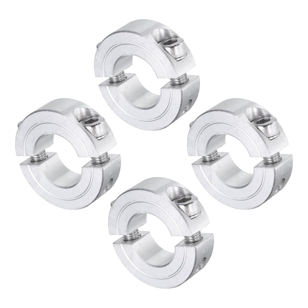 4pcs Double Split Clamp-On Shaft Collar for 3/4" Shaft, Two-Piece Clamping Collar, 1-1/2" OD, 1/2" Thickness, Aluminum Alloy Set Screw Split Collar Clamp