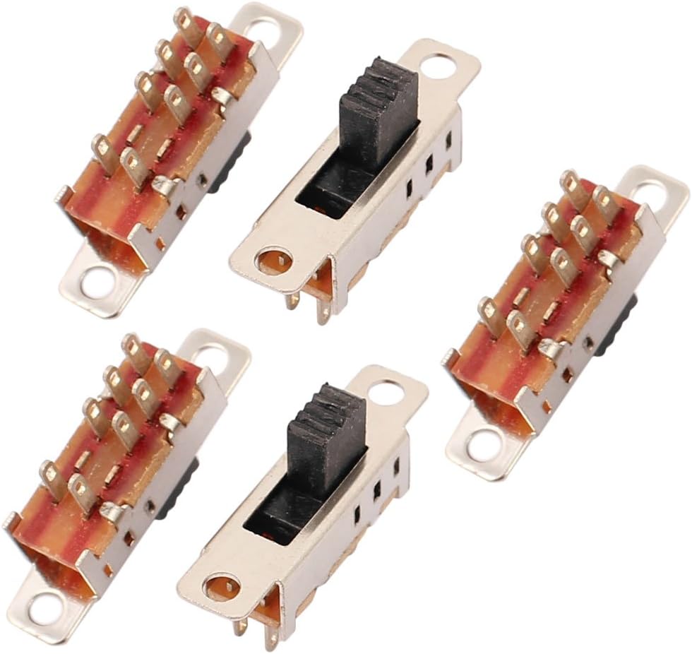 5Pcs 3 Position 8P DPDT Panel Mount Micro Slide Switch Latching Toggle Switch