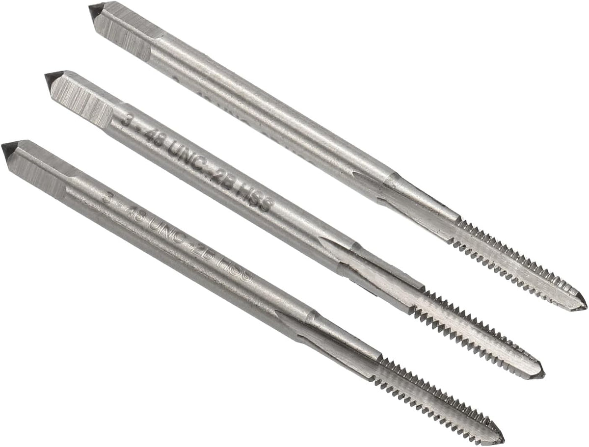 3pcs Hand Tap Set, #3-48 UNC Taper/Plug/Bottom Thread Screw Taps, 9CrSi Alloy Tool Steel Hand Threading Tapping Tool Kit