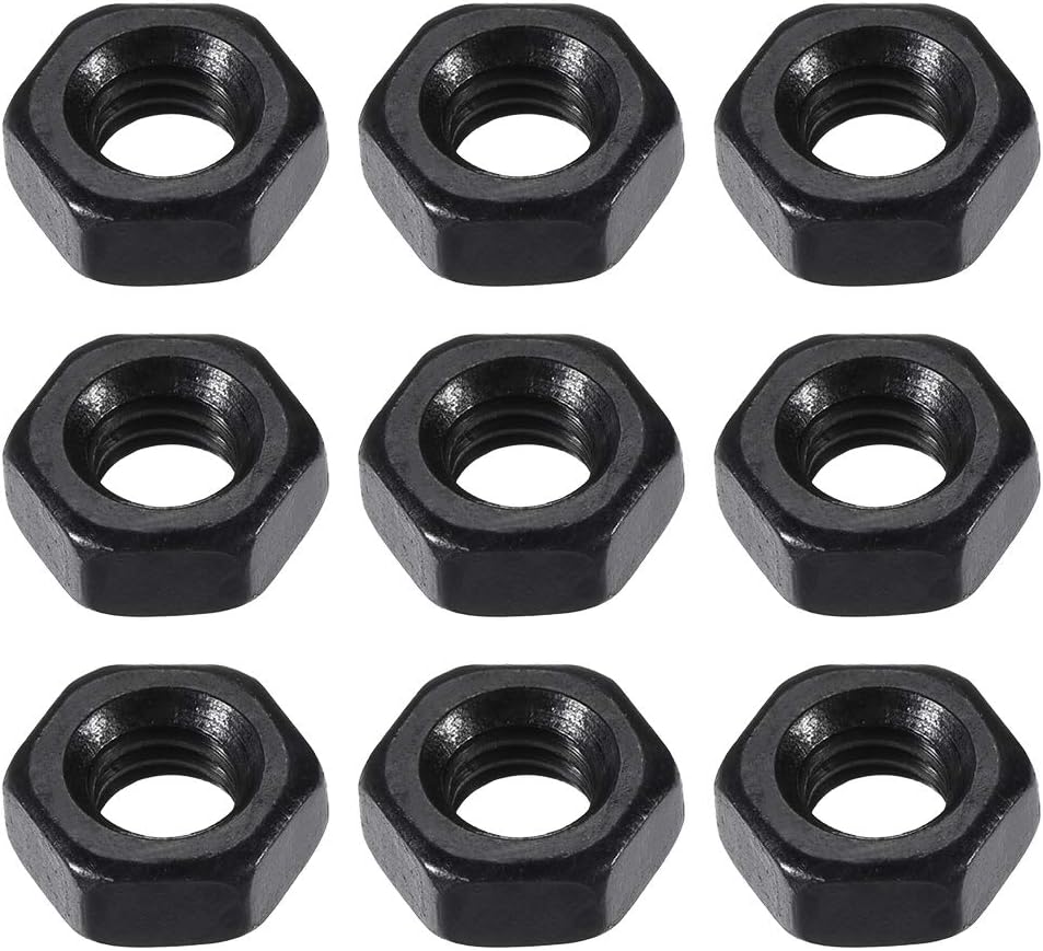 M4 Carbon Steel Grade 8 Hexagon Hex Nut Black Carbon Steel 100pcs
