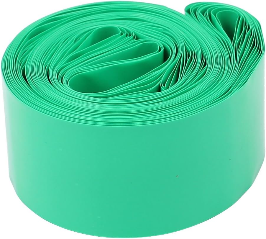 30mm Flat Width 12M Length PVC Heat Shrink Tube Tubing Green for 1 x 18650 Battery