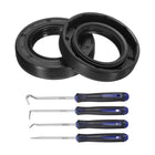 2Pcs Oil Seal, 30x50x10mm TC Nitrile Rubber Double Lip Cover with Hook Kit and Spring for Mechanical Automobile Bearing Shaft, Black