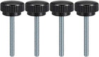 M8 x 60mm Metric Male Thread Knurled Clamping Knobs Grip Thumb Screw on Type Plastic Threaded Hand Bolt Knobs Black 4 Pcs