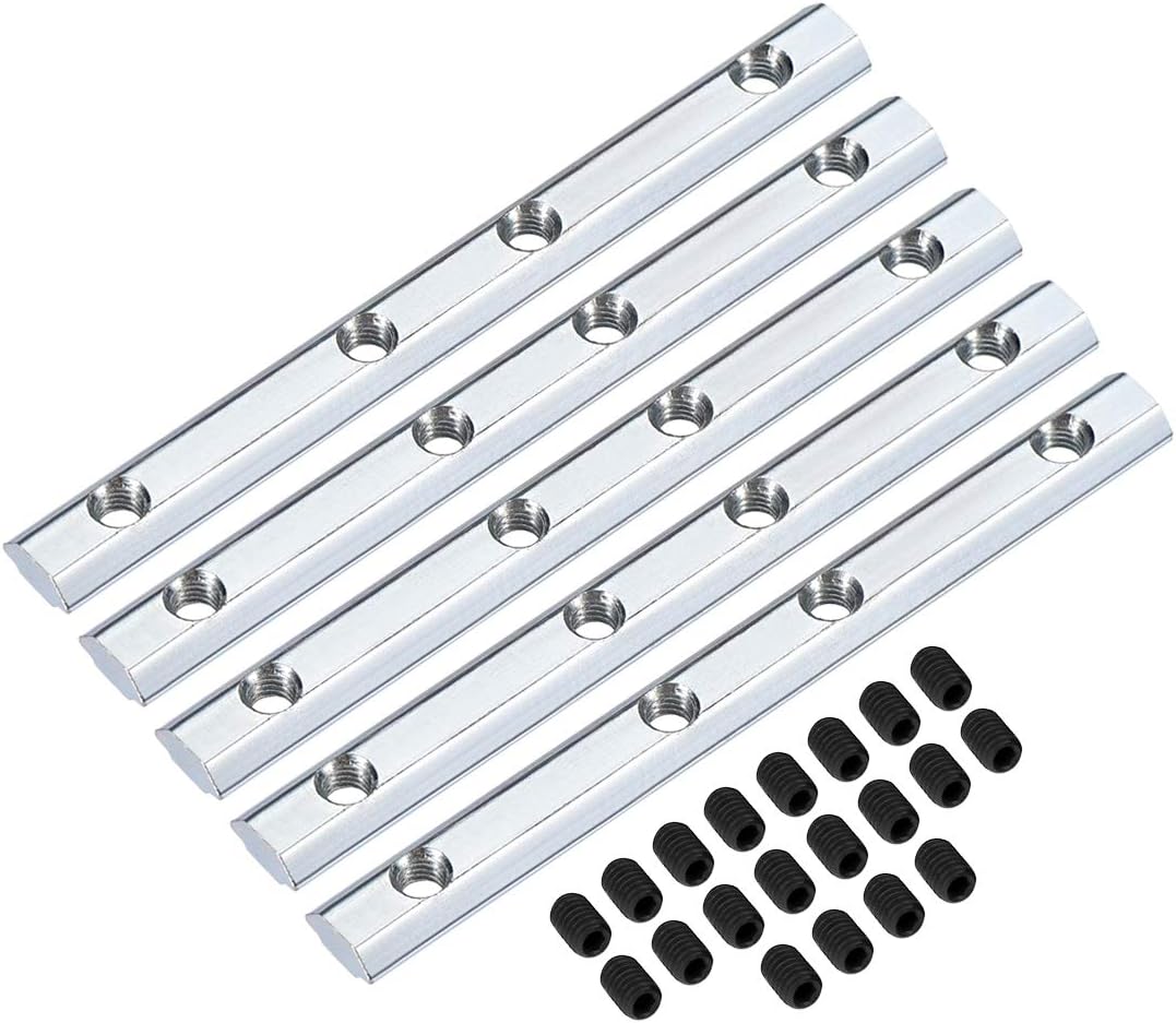 Straight Line Connector, 3.9 Inch Joint Bracket with Screws for 2020 Series T Slot 6mm Aluminum Extrusion Profile, 5 Pcs