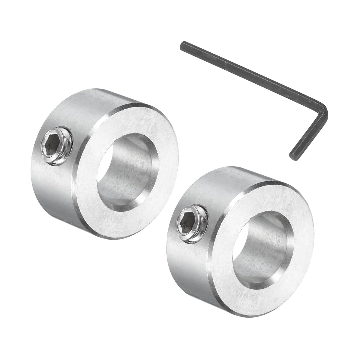 2 Pcs Set Screw Shaft Collar 7/16"Bore, 304 Stainless Steel Shaft Collars, 7/8"OD, 7/16"Thickness, Axle Collar Clamp with a Hex Wrench