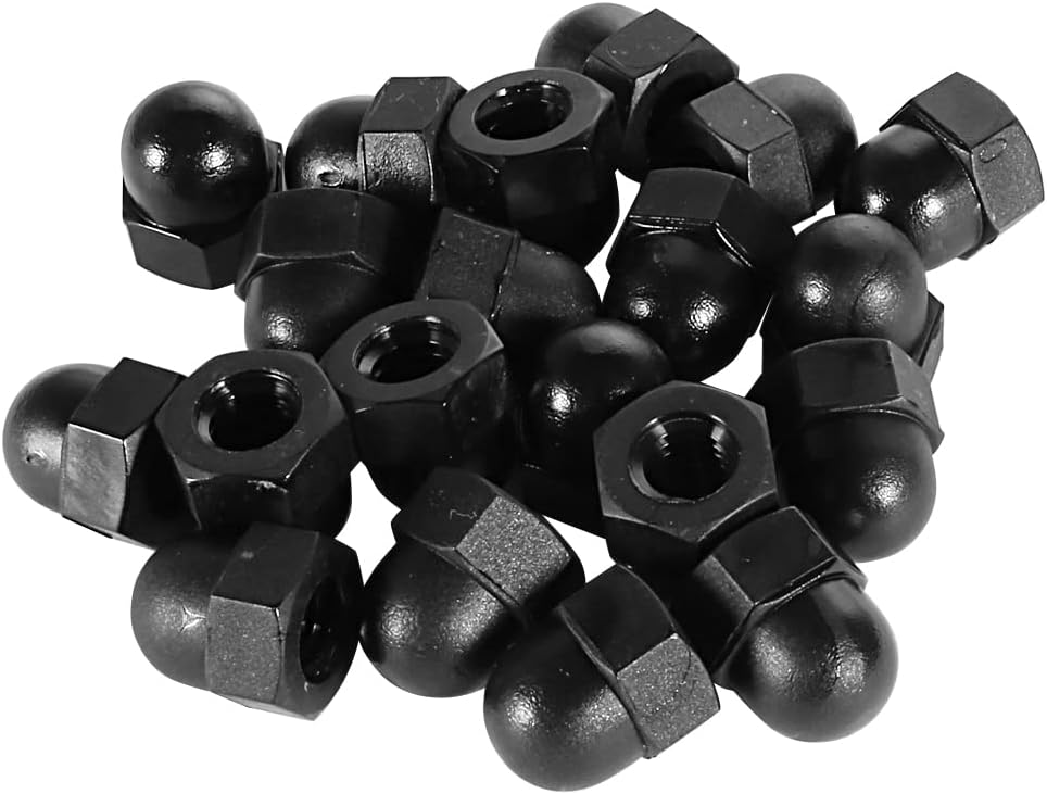 M6 Thread Dia Dome Head Nylon Cap Acorn Hex Nuts Black 20pcs