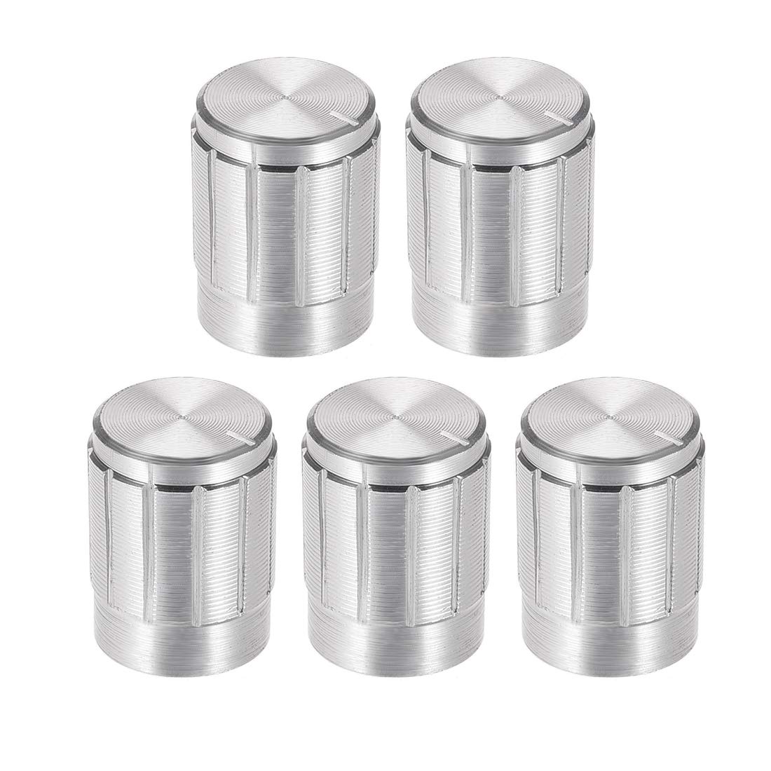 5pcs Potentiometer Knob Cover Cap Silver Tone Aluminum 6mm Shaft Dia. Rotary Knob 13mm Dia. X 17mm Height Volume Control Knob