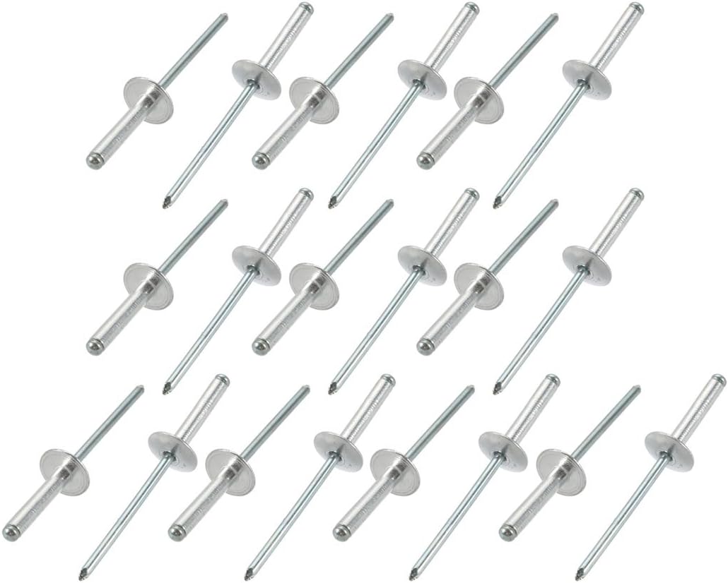 20 Pcs 3.2mm x 16mm Aluminum Open End Large Flange Blind Rivets