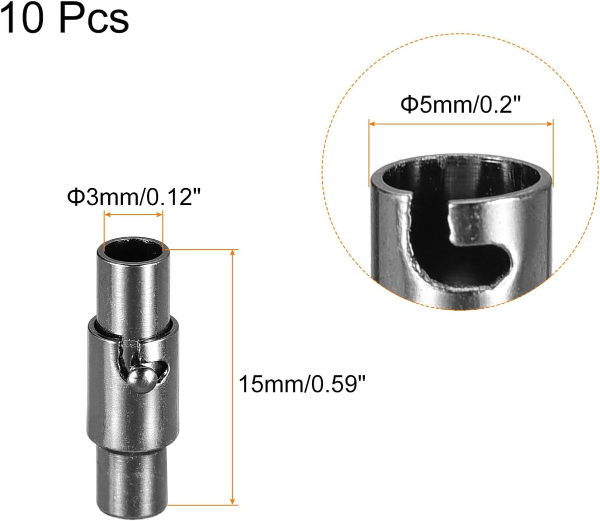 レザーコードエンドクラスプ、10個入り6mmの穴のレザークラスプ、ジュエリー製作やDIYクラフト用のコードエンドキャップ