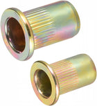 Rivet Nuts - M6/M8 Metric Carbon Steel Zinc Plated Flat Head Insert Nuts, Yellow, Pack of 60