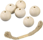 6Pcs Wooden Beads, 50mm/2inch Natural Color Ball Spacer Bead Unfinished Round Loose Beads for Crafts Jewelry Making Party Decoration (8mm Hole)