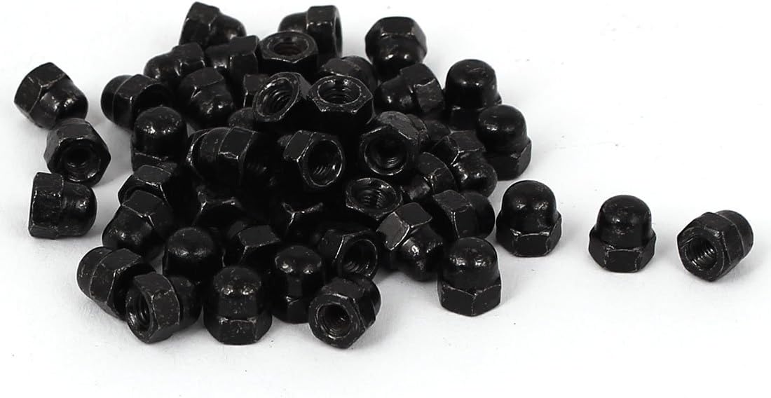 Hex Cap Nuts - 50Pcs M3 Dome Nuts Carbide Steel Hexagon Decorative Cap Nut for Screws Bolts Black