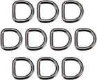 LinkMejor 10pcs Metal D Ring 0.8"(20mm) D-Rings Buckle for Hardware Bags Belts Craft DIY Accessories Black