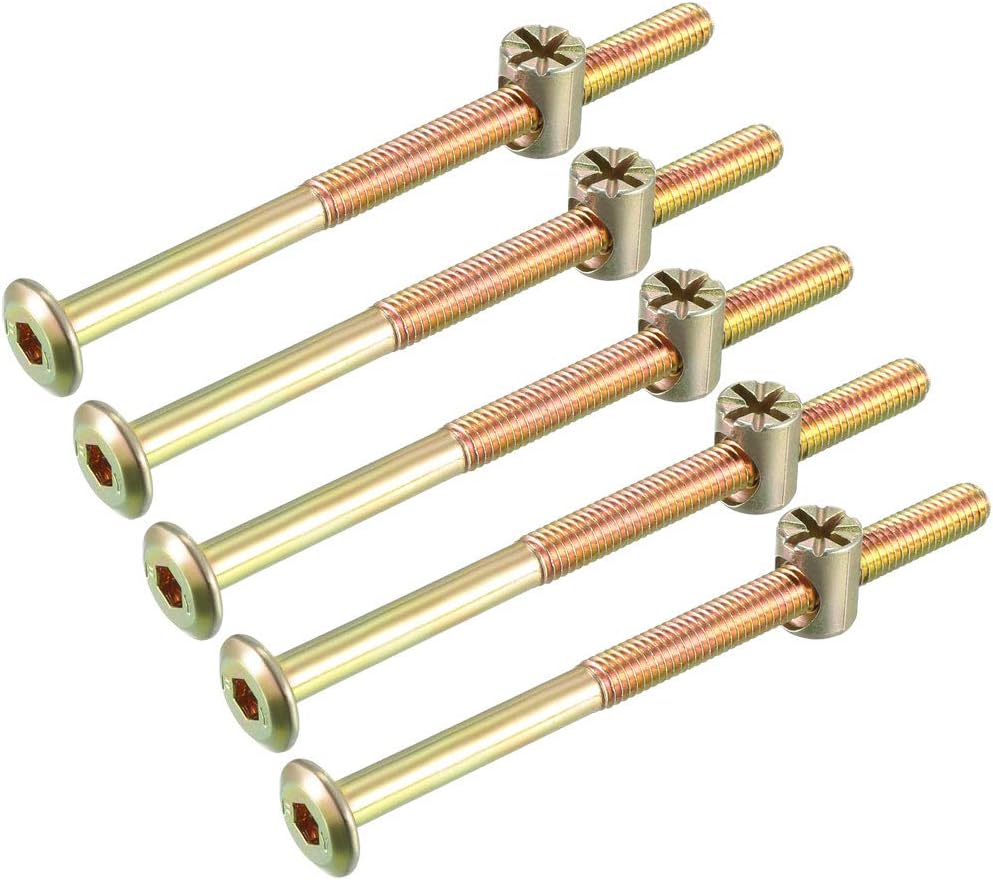 M6x90mm Furniture Bolt Nut Set Hex Socket Screw 56.7mm Thread Length with Barrel Nuts for Beds Headboards Chairs 5 Sets