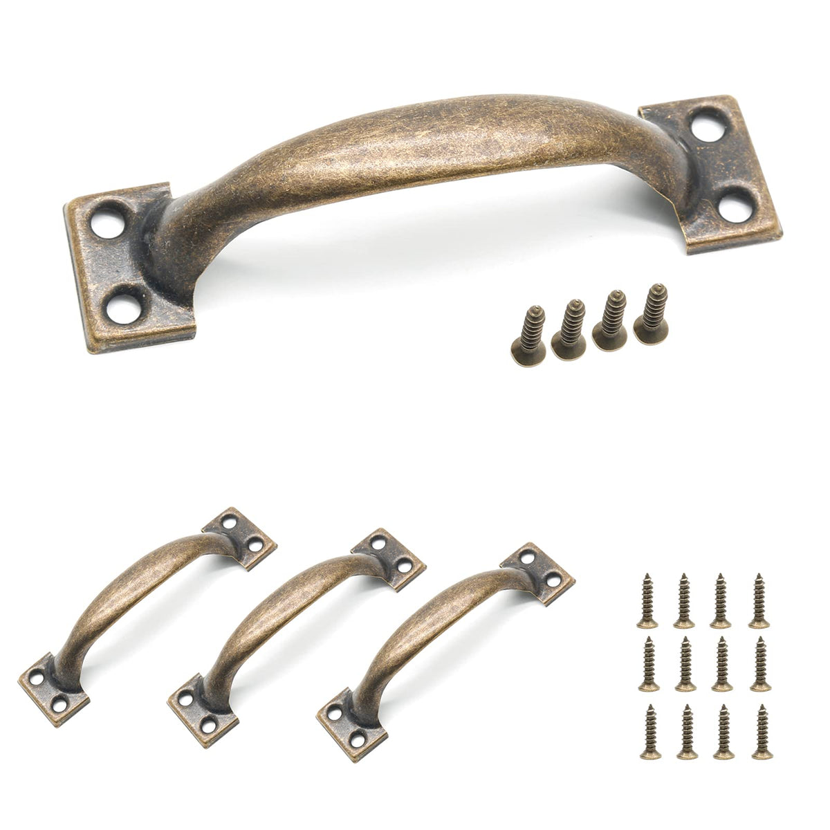 LinkMejor 4Pcs 4 Tommer Bronse Metall Kjøkkenhåndtak Låsegrepet