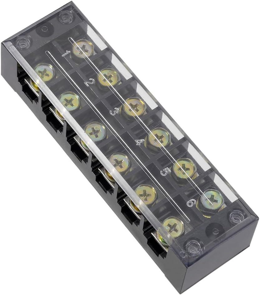 6 Positions Dual Rows 600V 60A Wire Barrier Block Terminal Strip TBC-6006