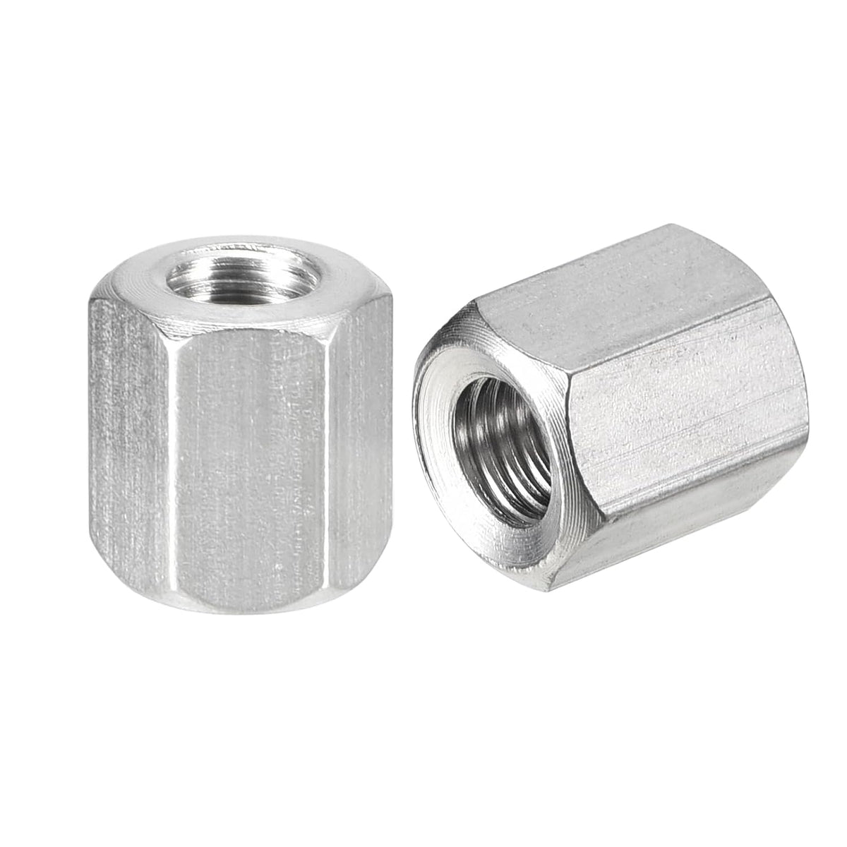 M8 x 1.25-Pitch 15mm Length Coupling Nuts, 6pcs 304 Stainless Steel Metric Hex Rod Coupling Nuts